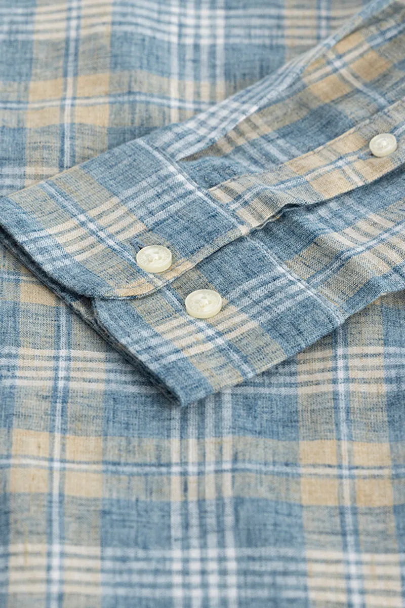 Blue Checks Linen Blend Shirt