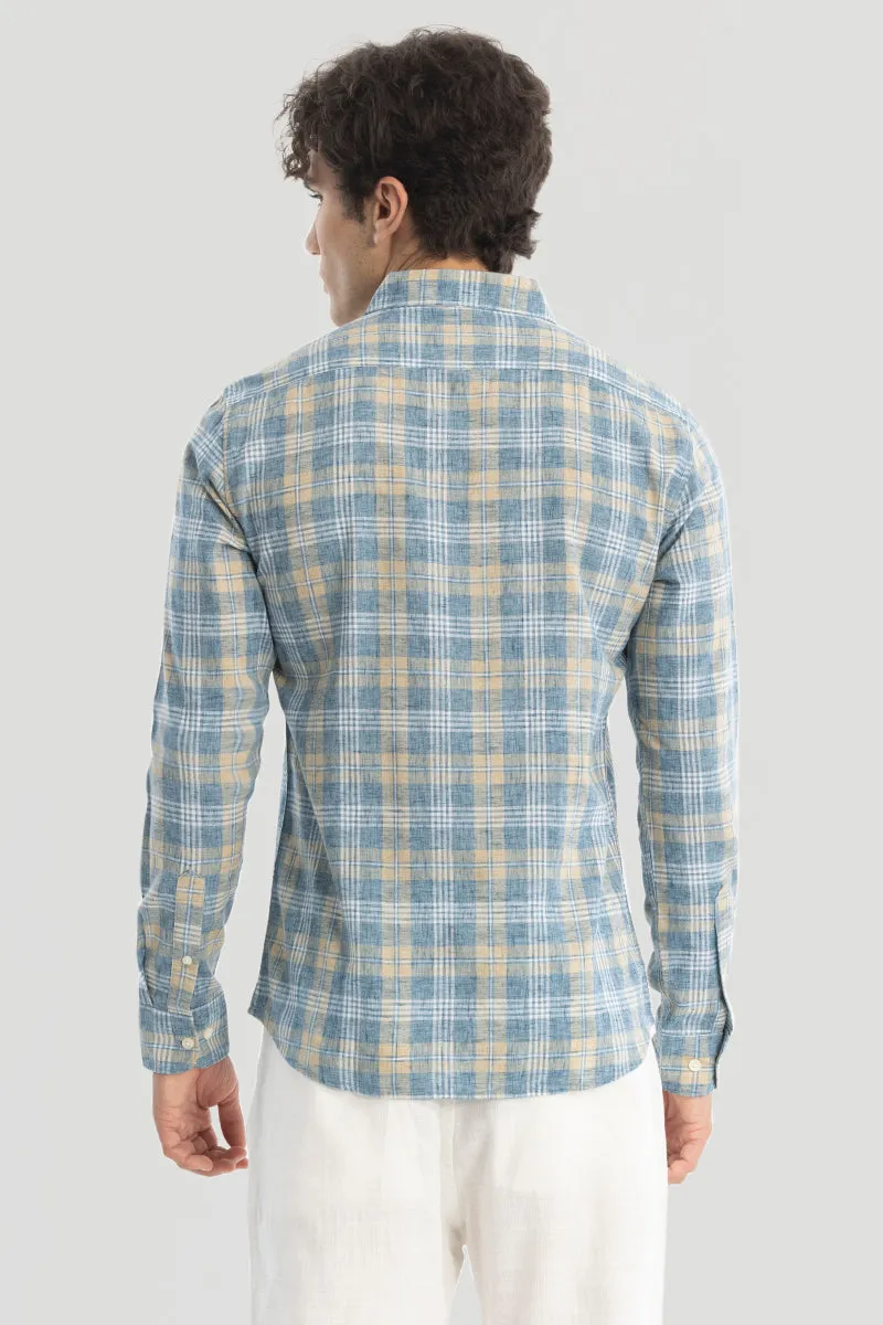 Blue Checks Linen Blend Shirt