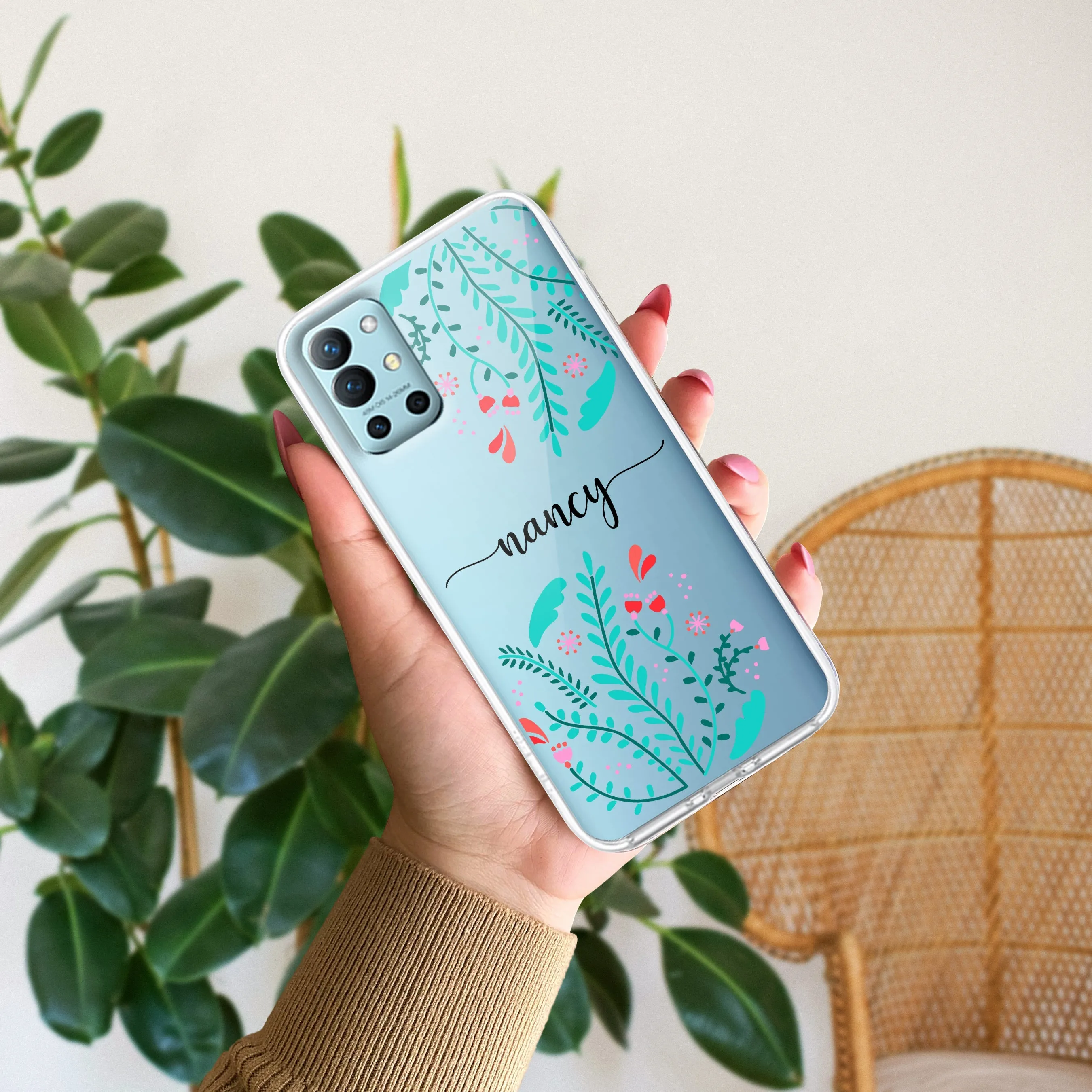 Blue Floral Customize Transparent Silicon Case For OnePlus