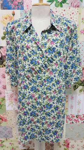 Blue Floral Printed Blouse BT0126