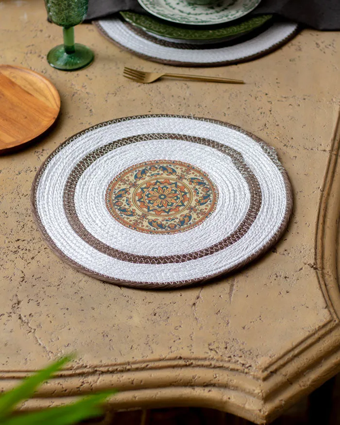 Bohemian Mandala Placemat - White Brown