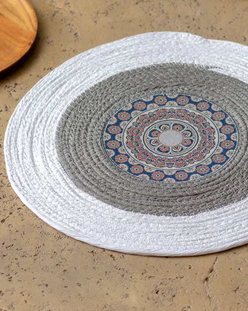 Bohemian Mandala Placemat - White Grey