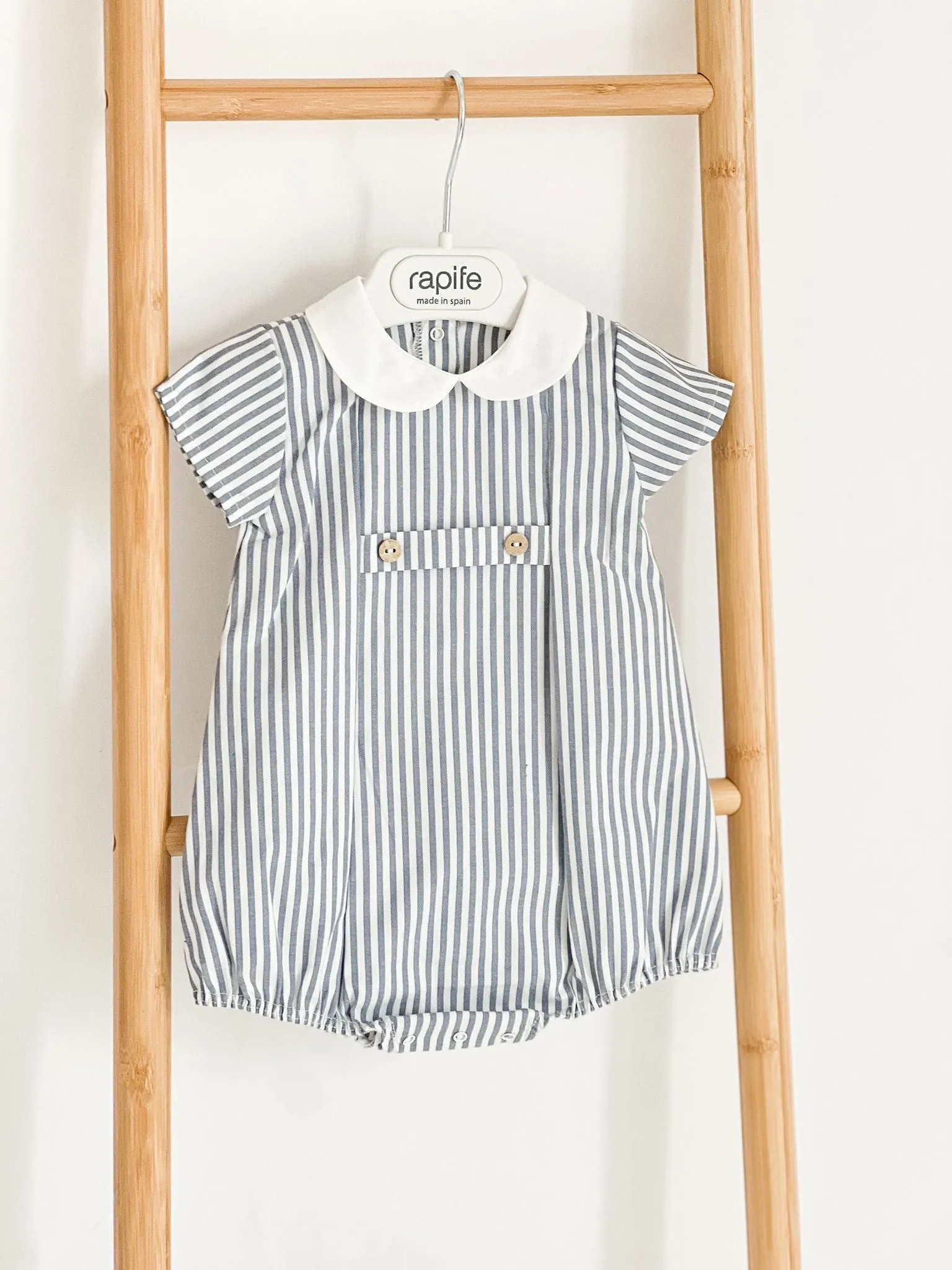 Boys Rapife Dark Blue Stripe Peter Pan Romper