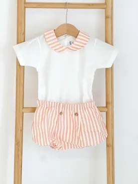 Boys Rapife Orange Stripe Bloomer and Vest Set