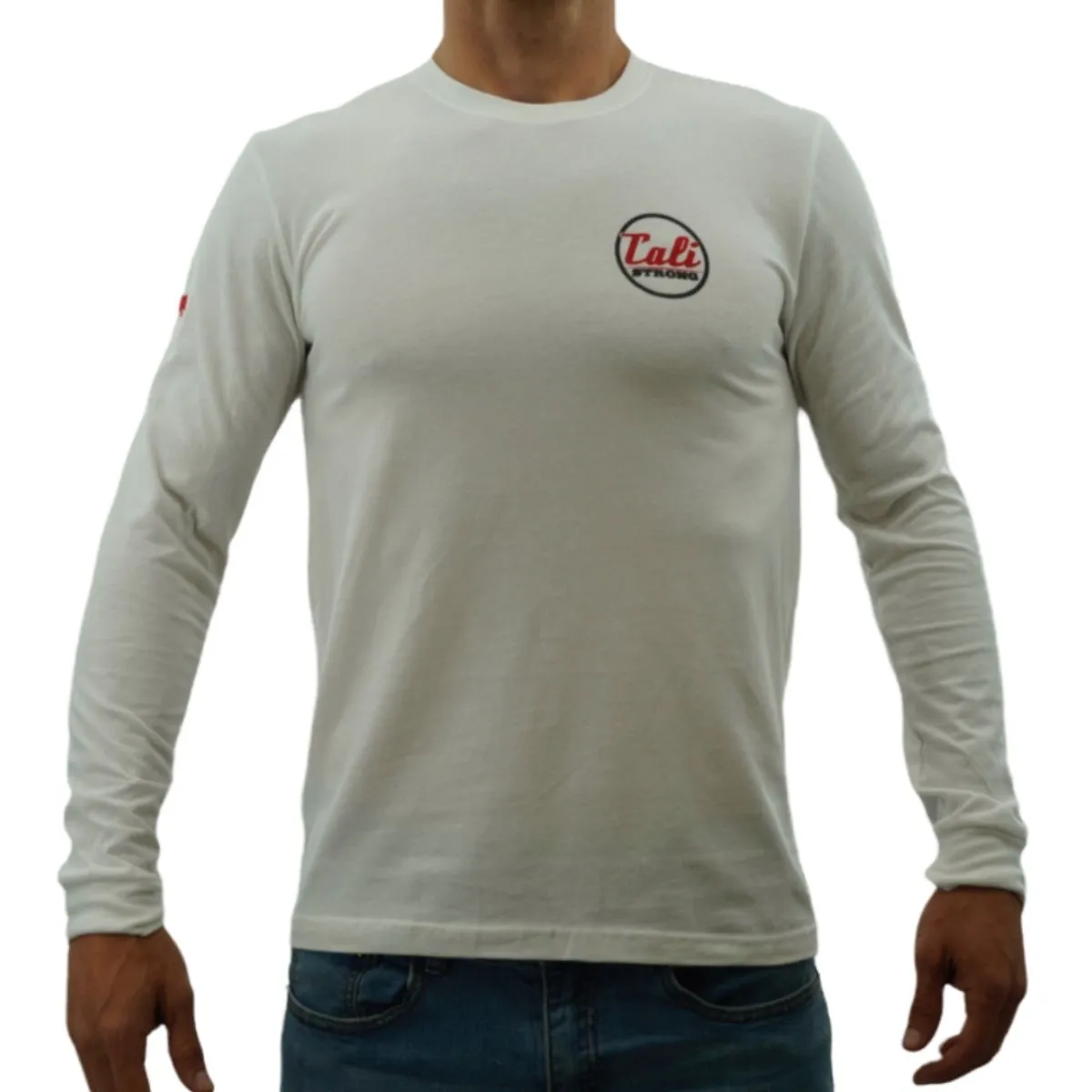 CALI Strong Classic Long Sleeve T-Shirt Premium Cotton Suede White