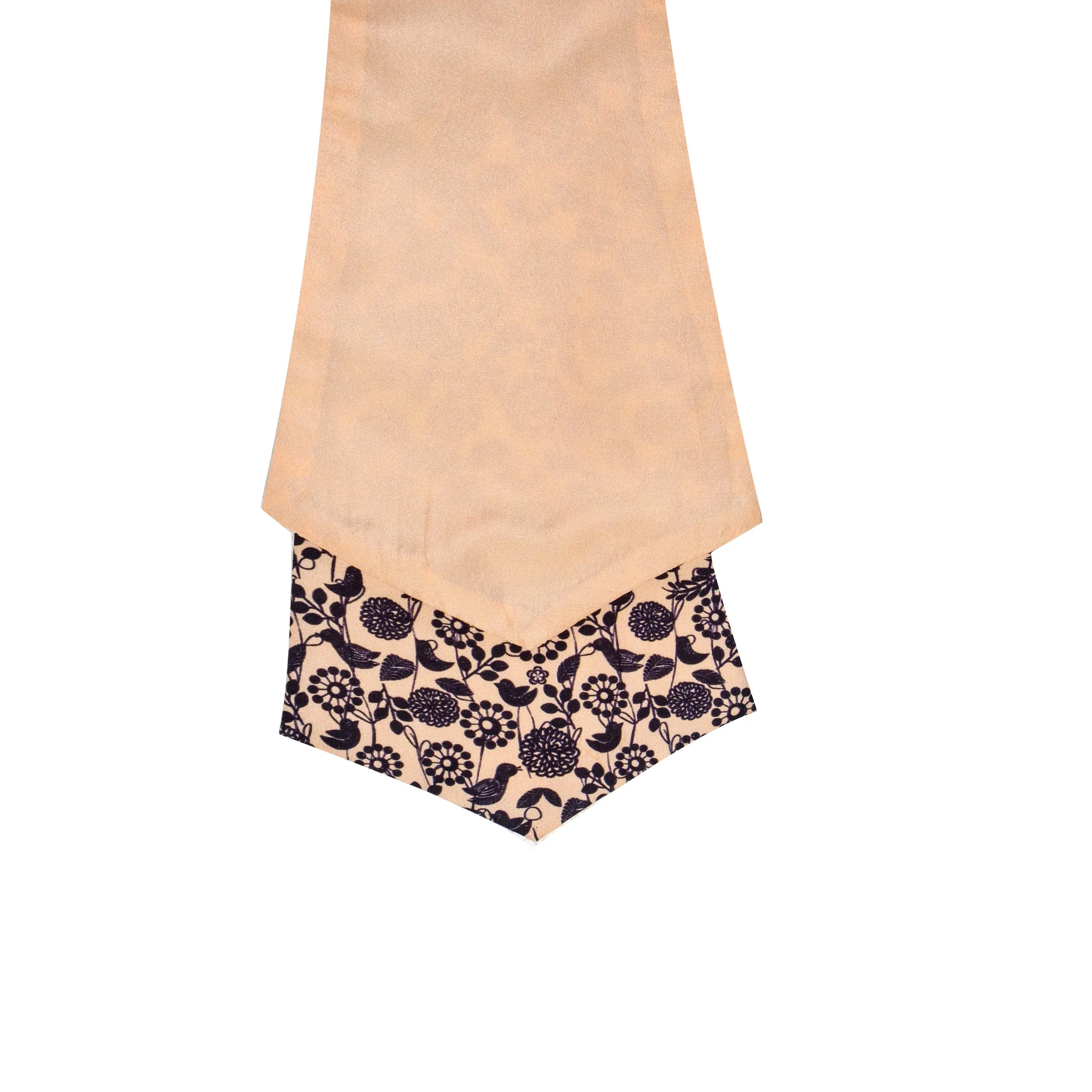 Chokor Apricot & Black Bird print Silk Cravat