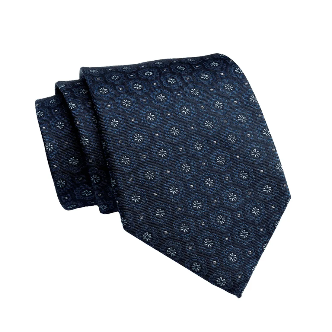 Clarendon Foulard Silk Tie, Black / Blue / Light Blue