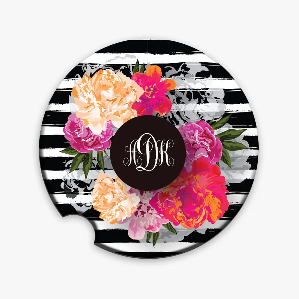 Custom Floral Monogram Car Coaster