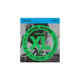 D'Addario EXL130 Nickel Wound Electric Guitar Strings - .008-.038 Extra Super Light