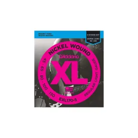 D'Addario EXL170-5 Reg Light Nickel Wound 5-string Super Long Scale Bass Guitar Strings - .045-.130