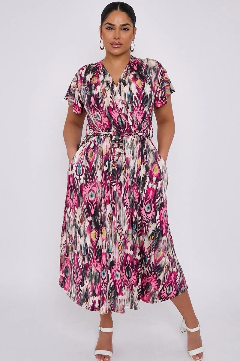 Dani Faux Wrap Dress in Paisley Print