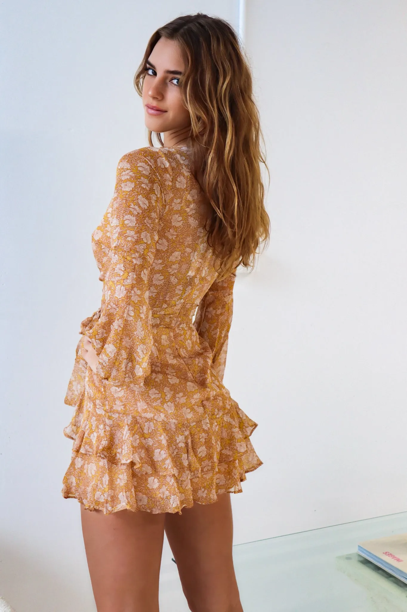 Dawn Mini Dress - Mustard Floral