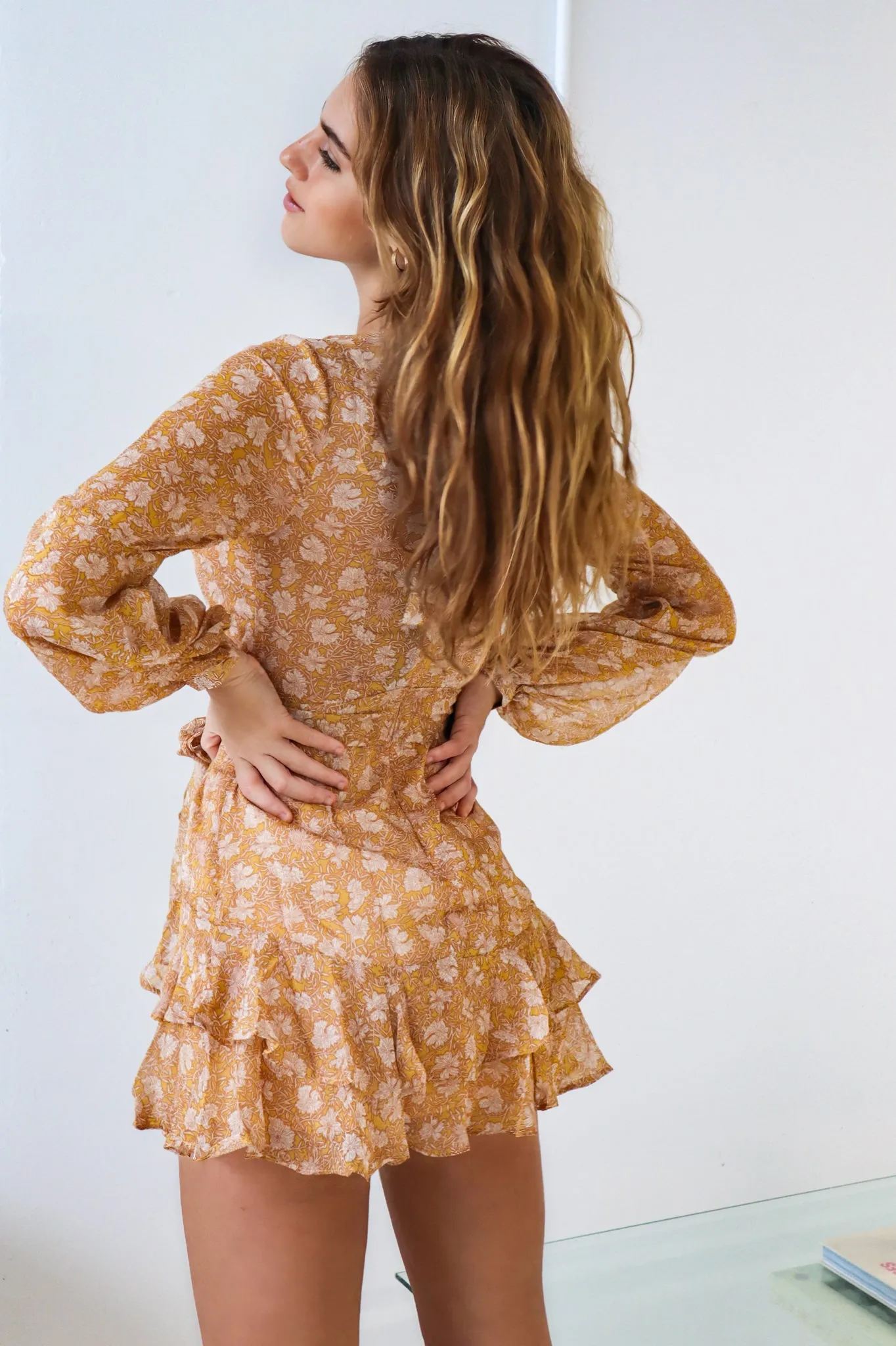 Dawn Mini Dress - Mustard Floral