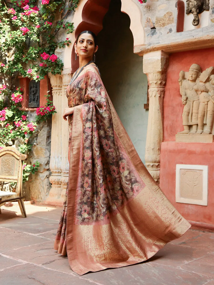 Digital Floral Printed Handloom Saree