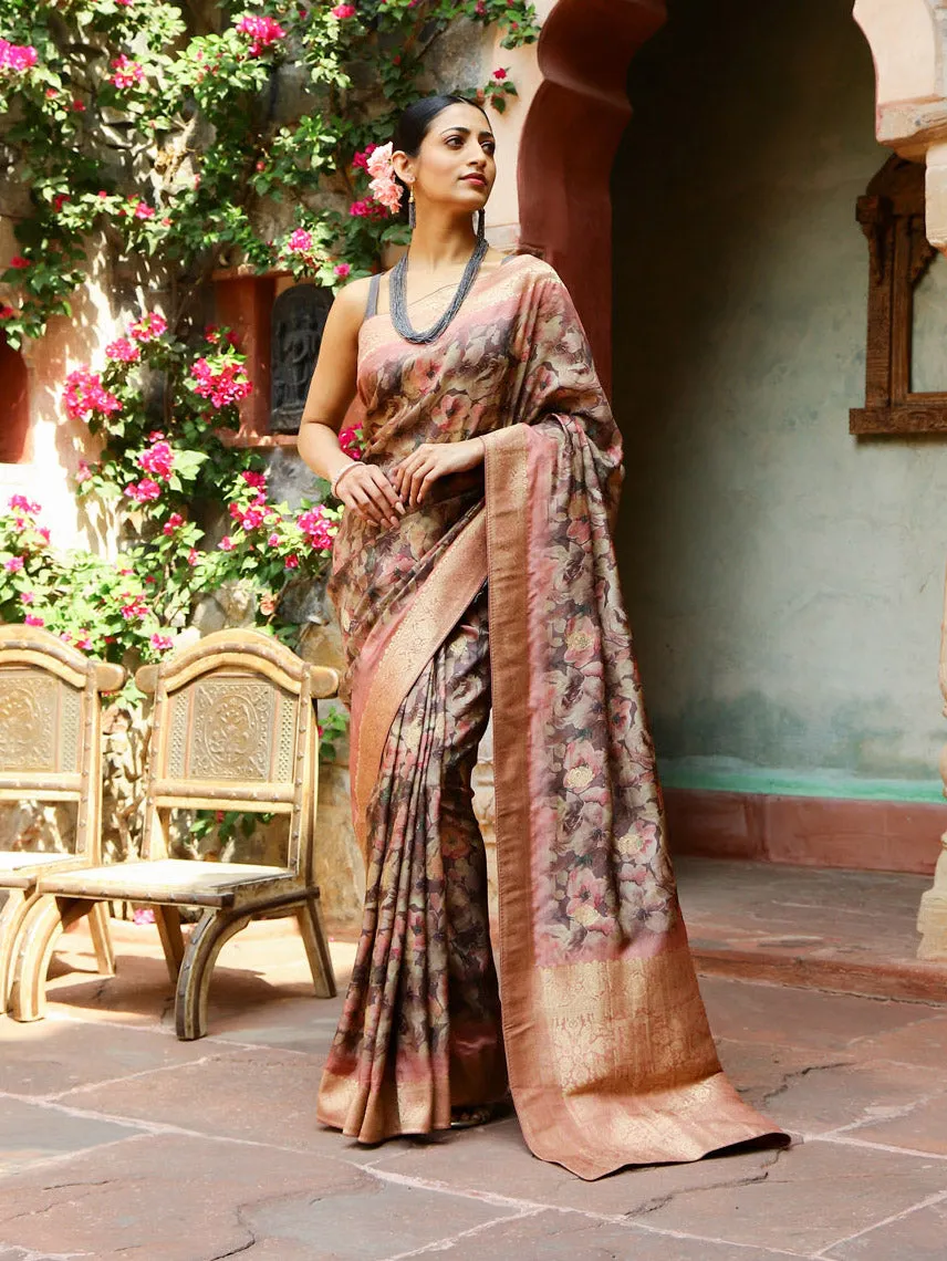 Digital Floral Printed Handloom Saree