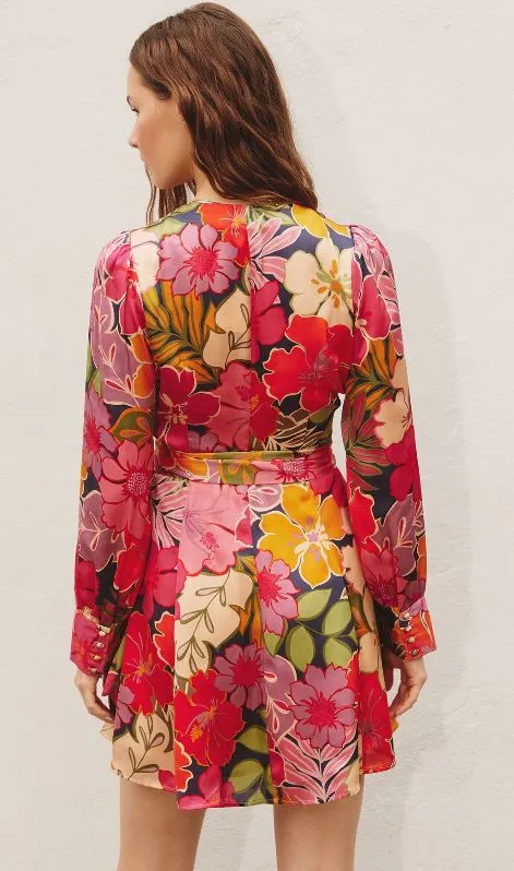 Dress Forum Hawaiian Garden Floral Long Sleeve Wrap Dress