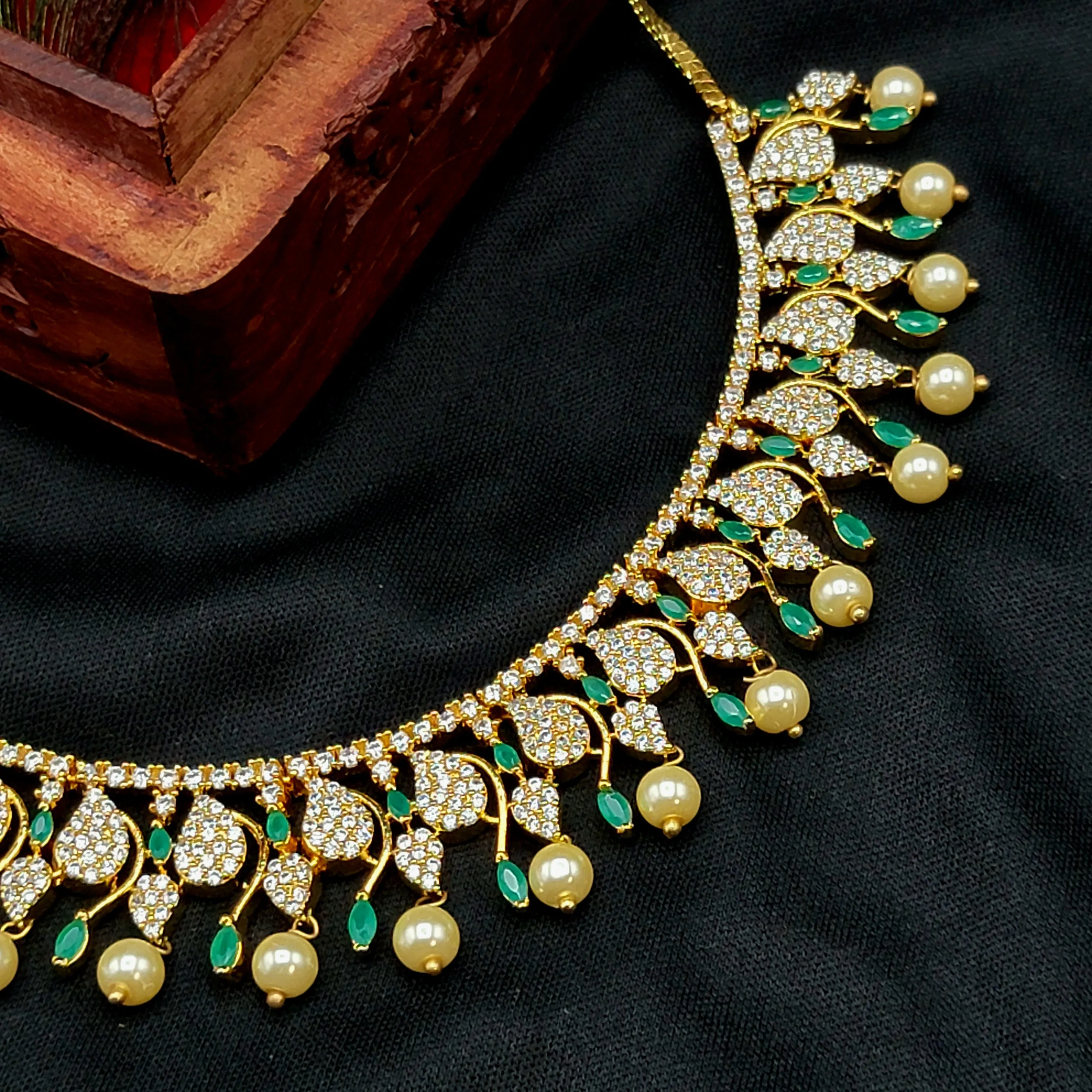 Emerald Green & White AD Zircon (CZ) Necklace