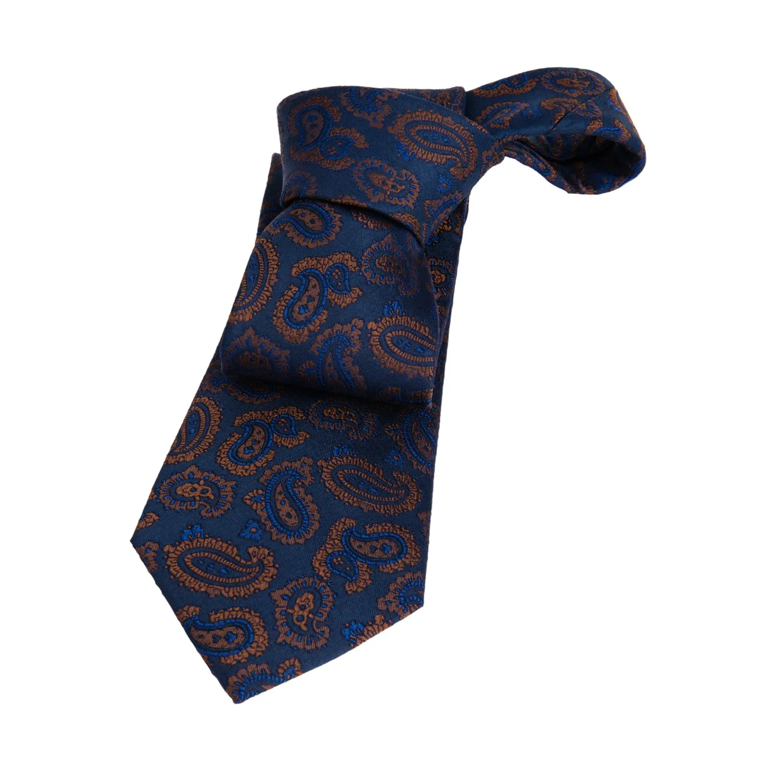 Exeter Paisley Silk Tie, Blue / Brown