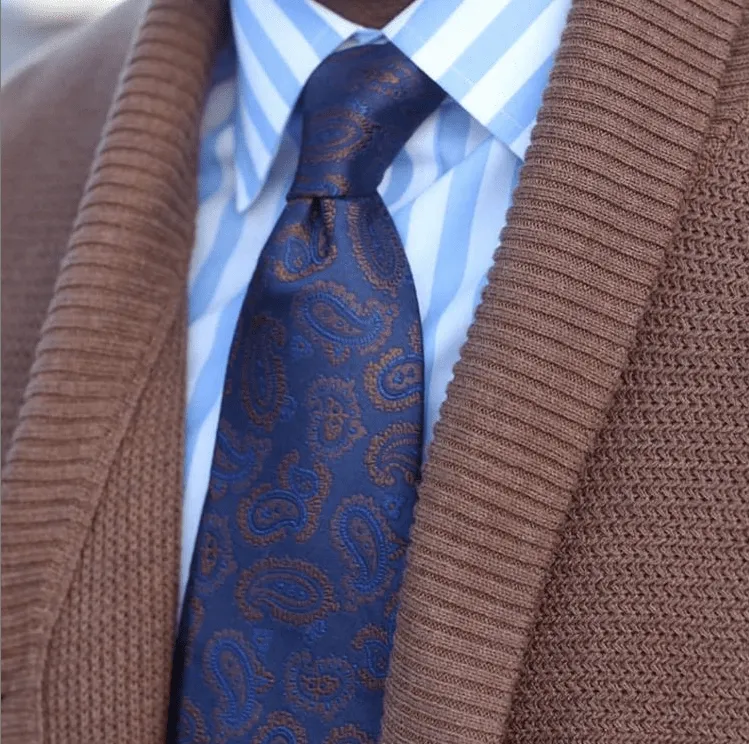 Exeter Paisley Silk Tie, Blue / Brown