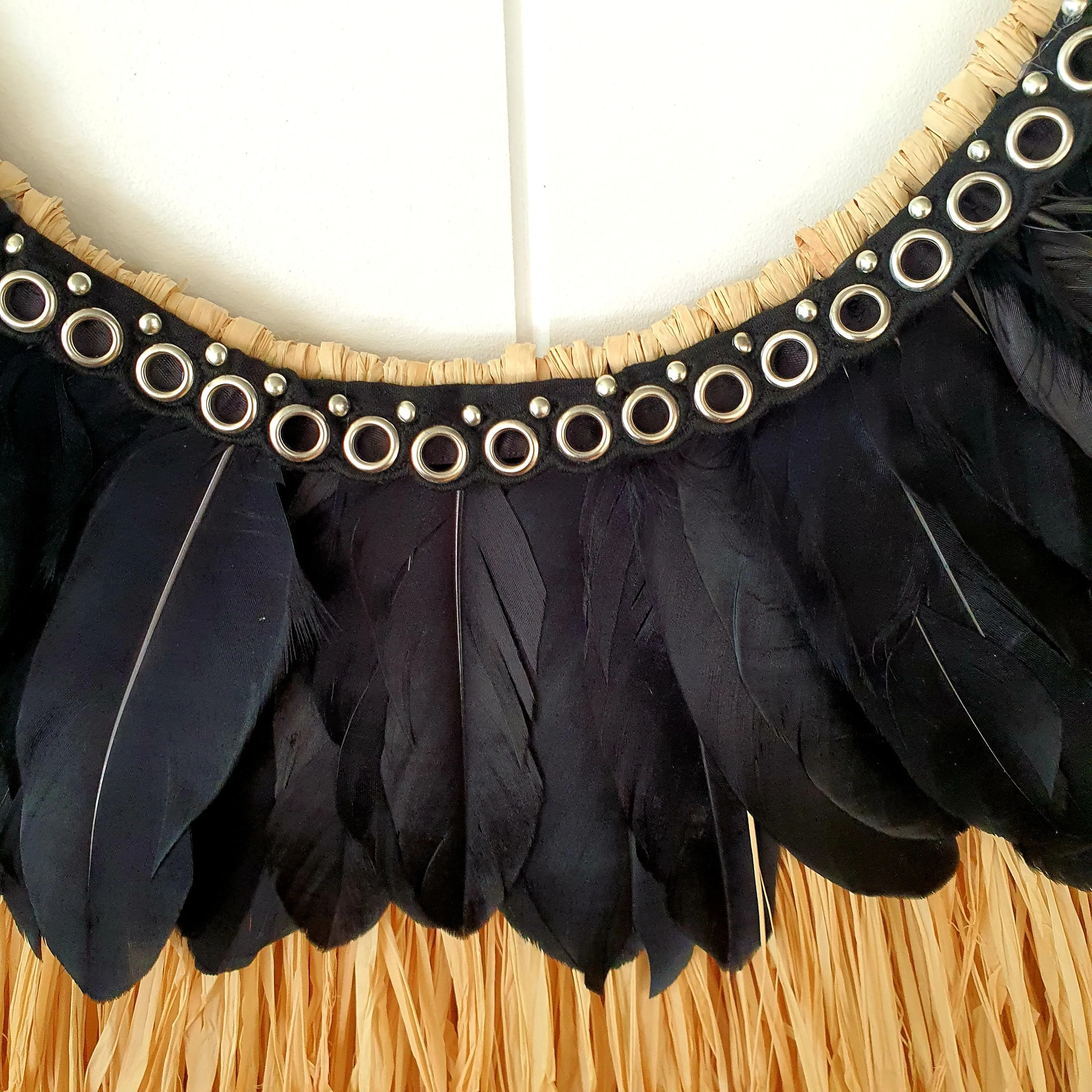 Feathered Boho Ratan Wall Hanging