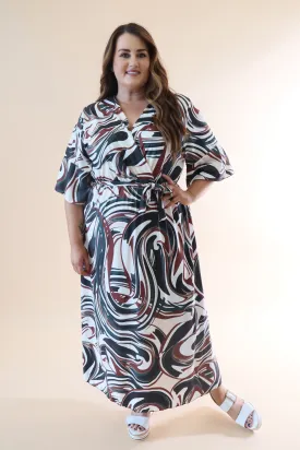 Fern Faux Wrap Dress in Brown Print