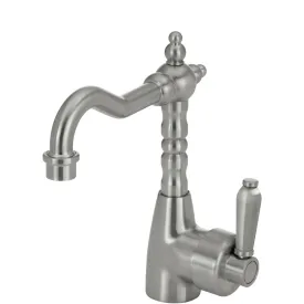 Fienza Eleanor Shepherds Crook Basin Mixer - Brushed Nickel / Brushed Nickel