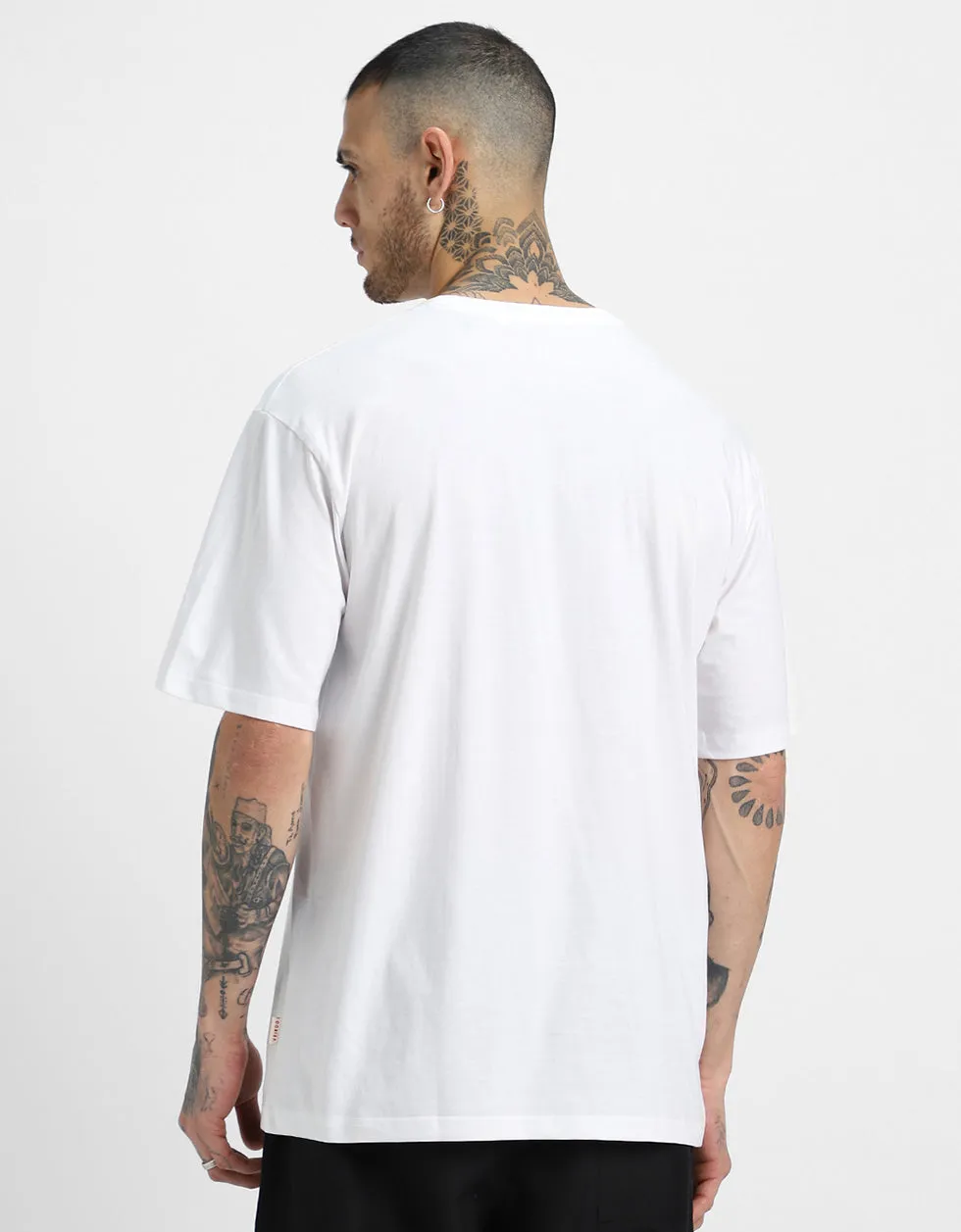 FIERCE White Oversized Front Graphic Printed Tshirt