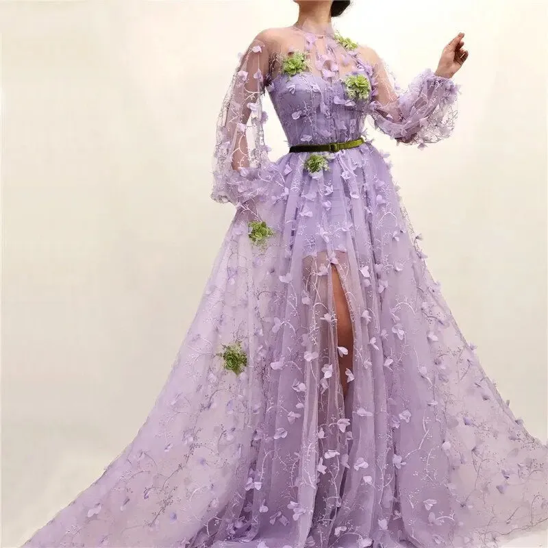 Fiesta Purple Lace Gown