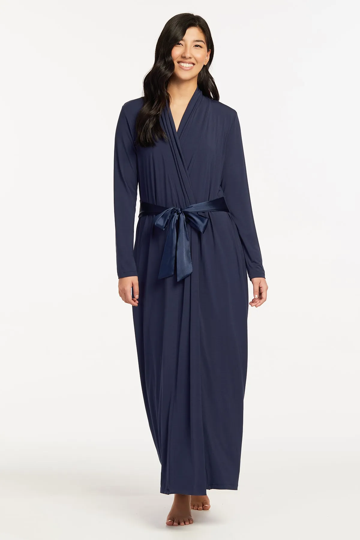 Elegant Long Fleurt Robe - Available in Chic Black and Navy