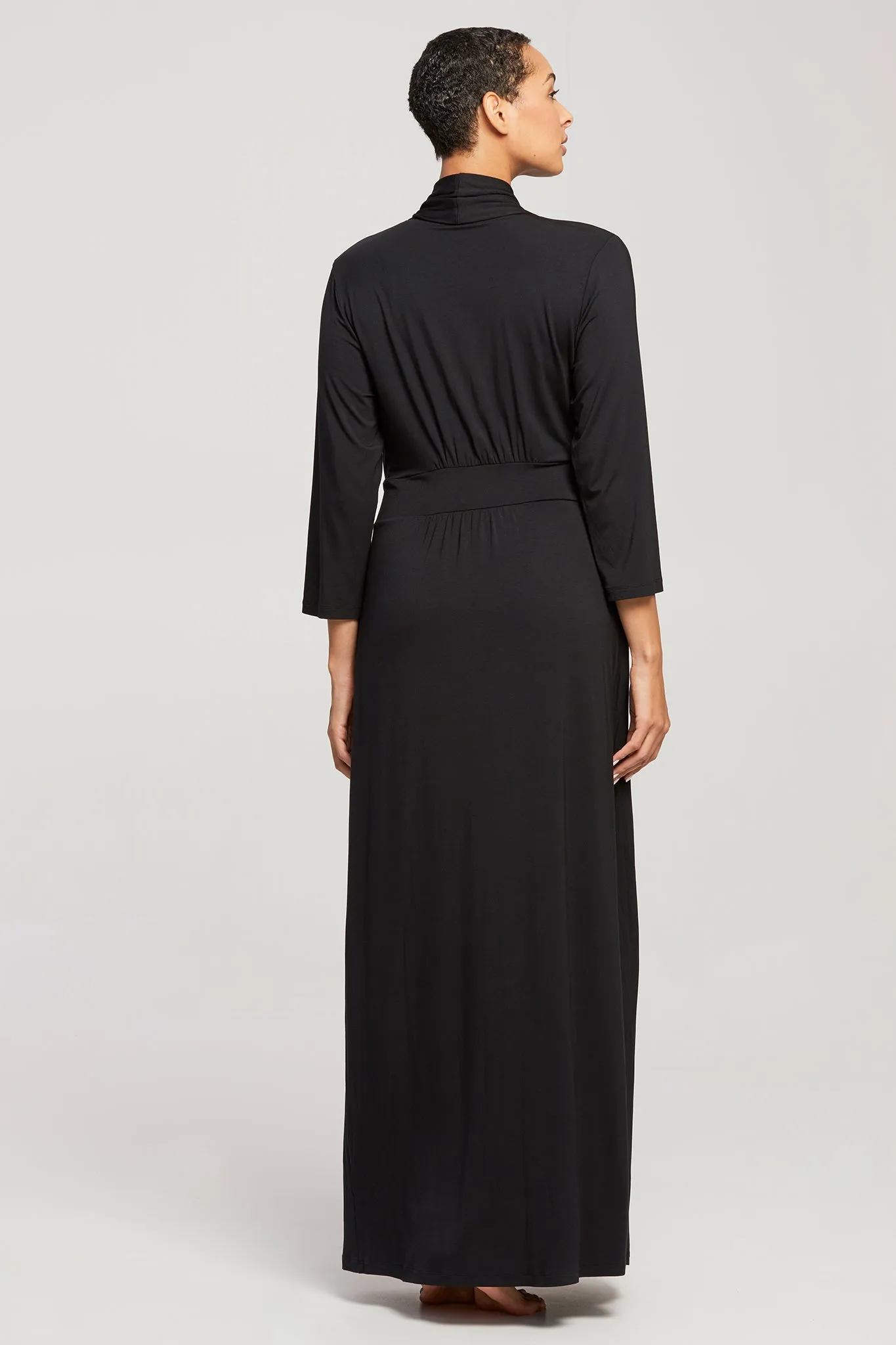 Elegant Long Fleurt Robe - Available in Chic Black and Navy