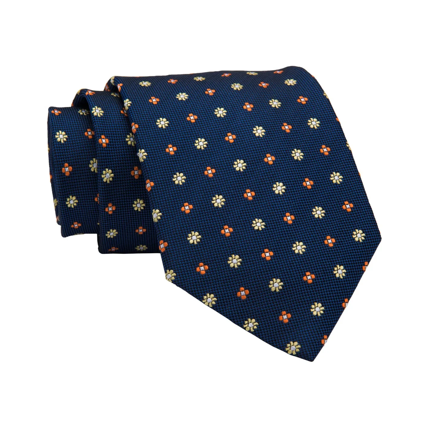 Framingham Abstract Silk Tie, Navy / Orange / Yellow