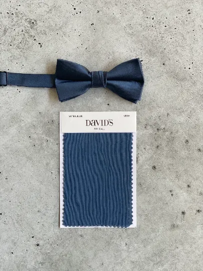 Galaxy Blue Satin Silk Bow Tie