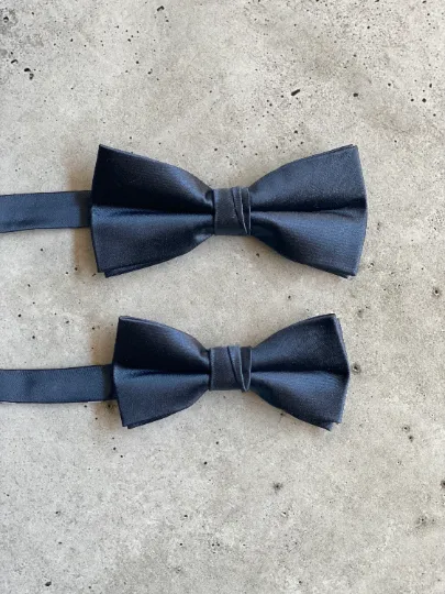 Galaxy Blue Satin Silk Bow Tie