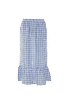 Gingham Skirt with hem frill | Sky/White Big Check | 4077AR