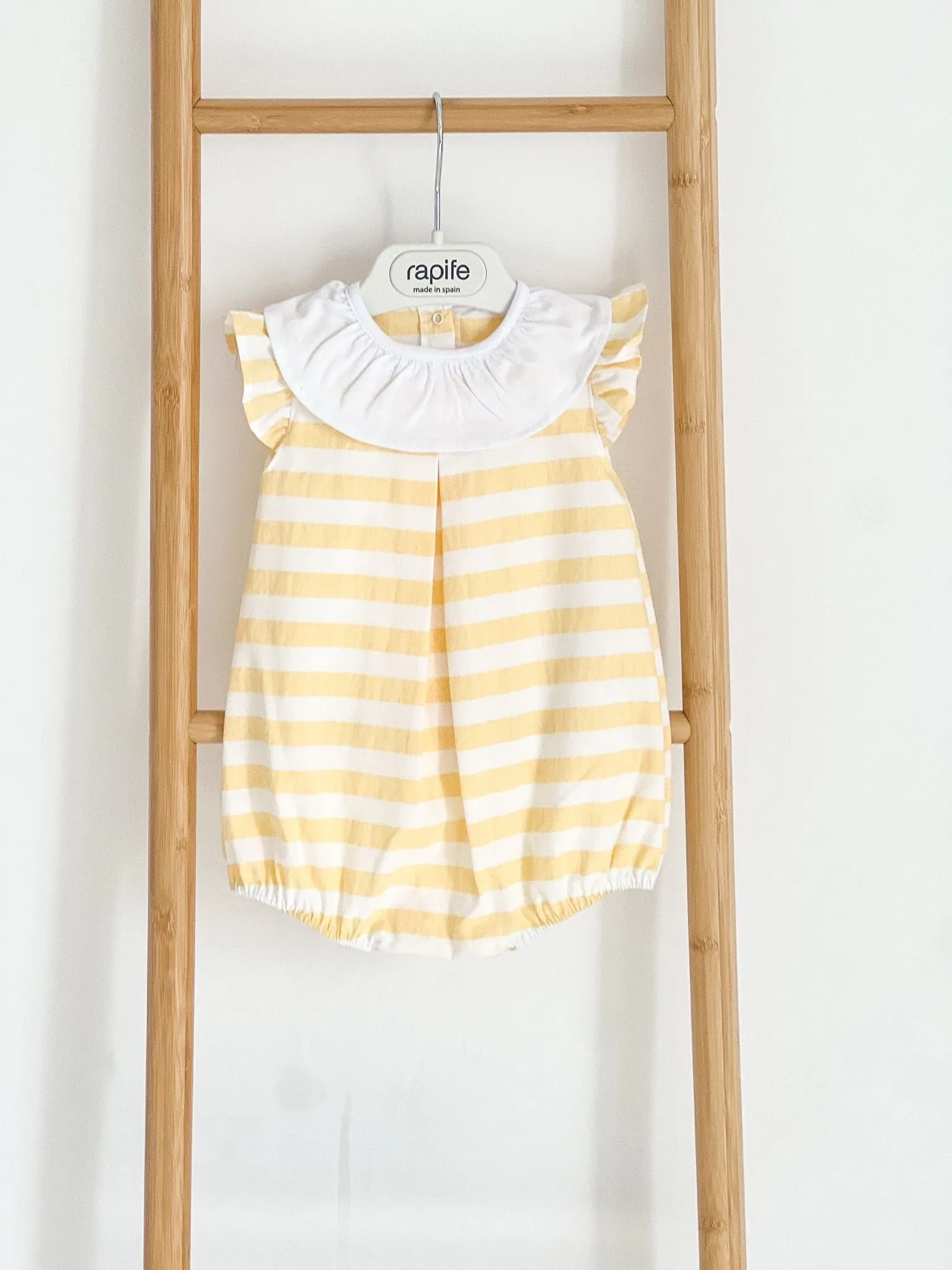 Girls Rapife Lemon Stripe Frill Collar Romper