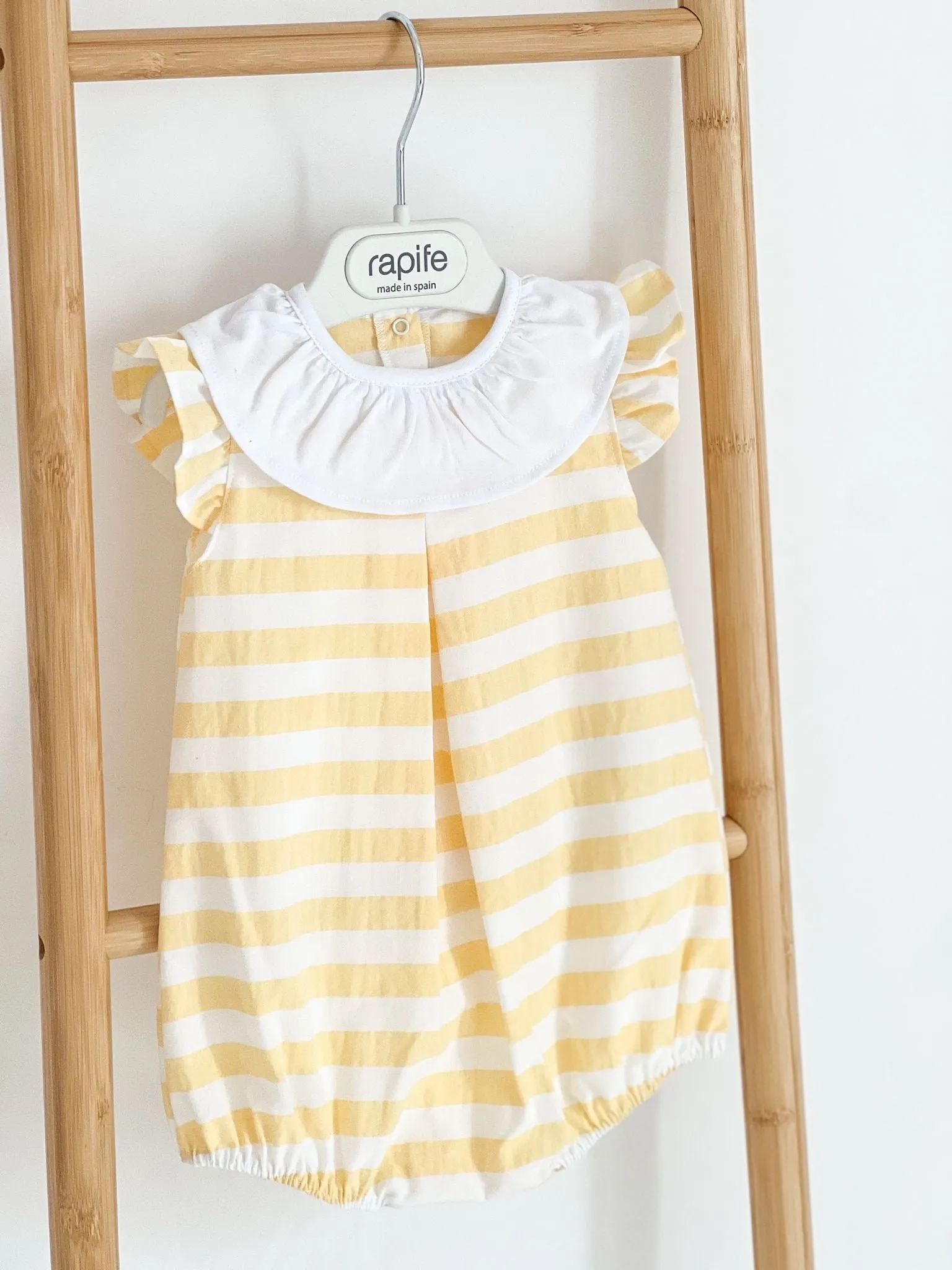 Girls Rapife Lemon Stripe Frill Collar Romper