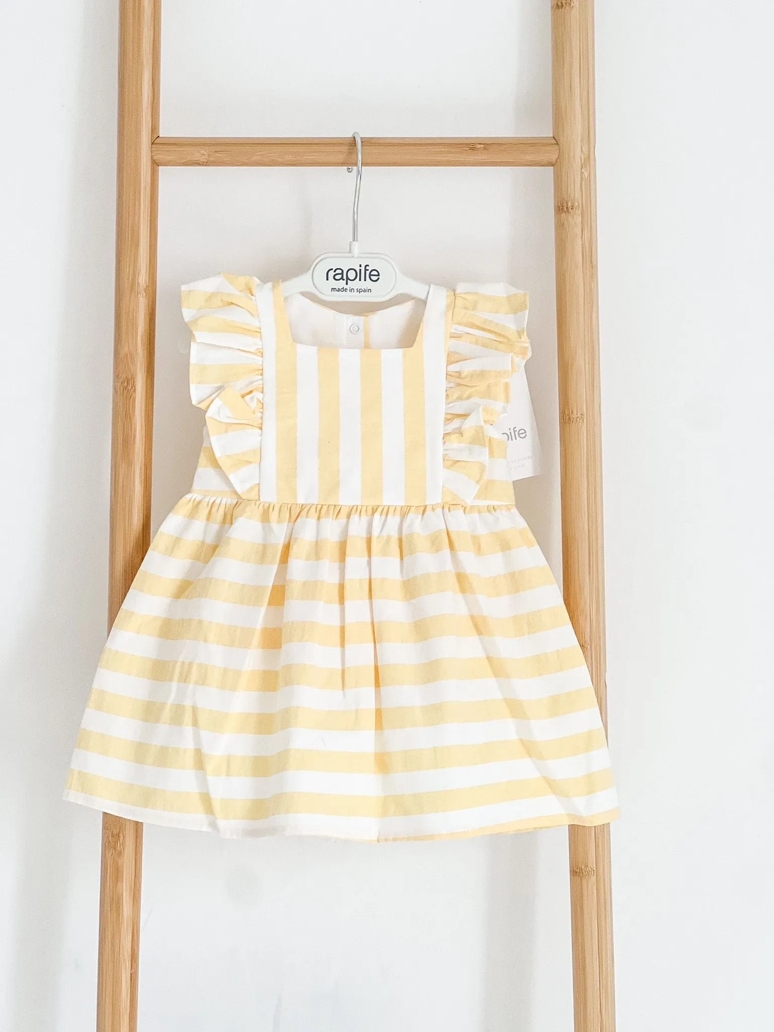 Girls Rapife Lemon Stripe Frill Shoulder Dress