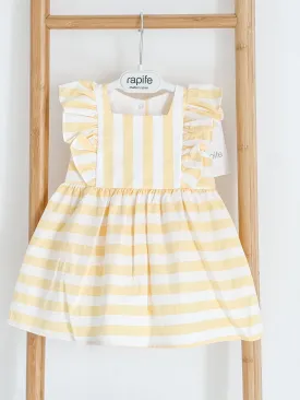 Girls Rapife Lemon Stripe Frill Shoulder Dress