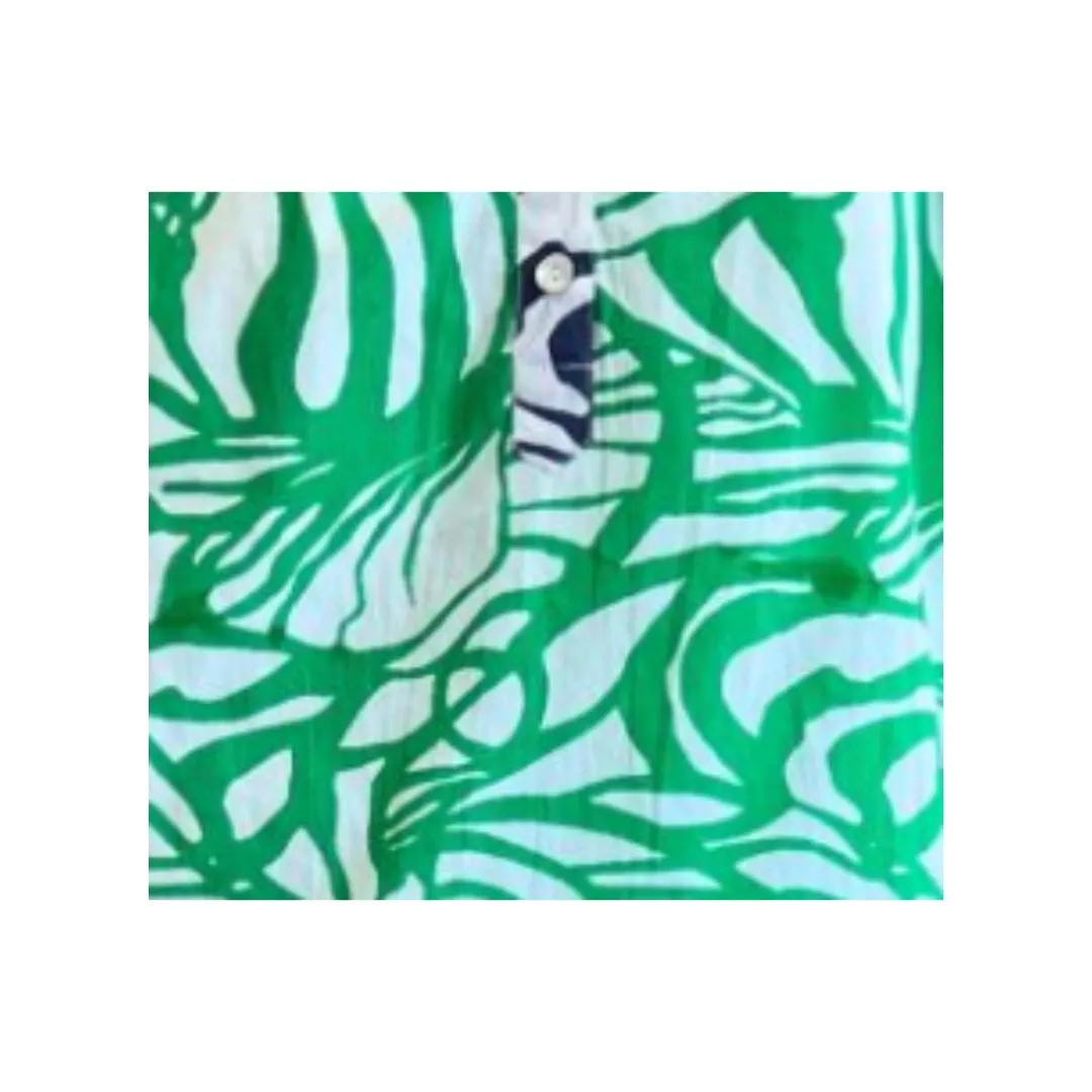 Green & White Abstract Floral Top