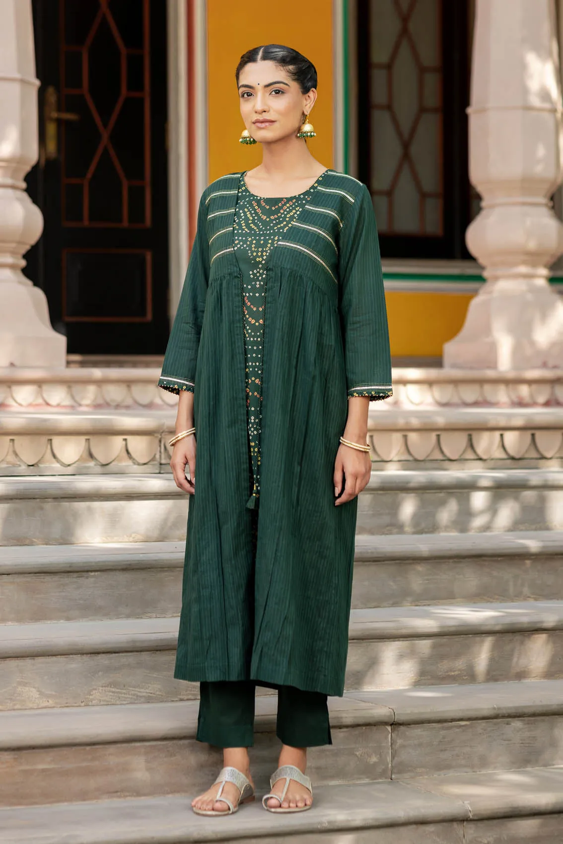 Green Bandhani Kurta