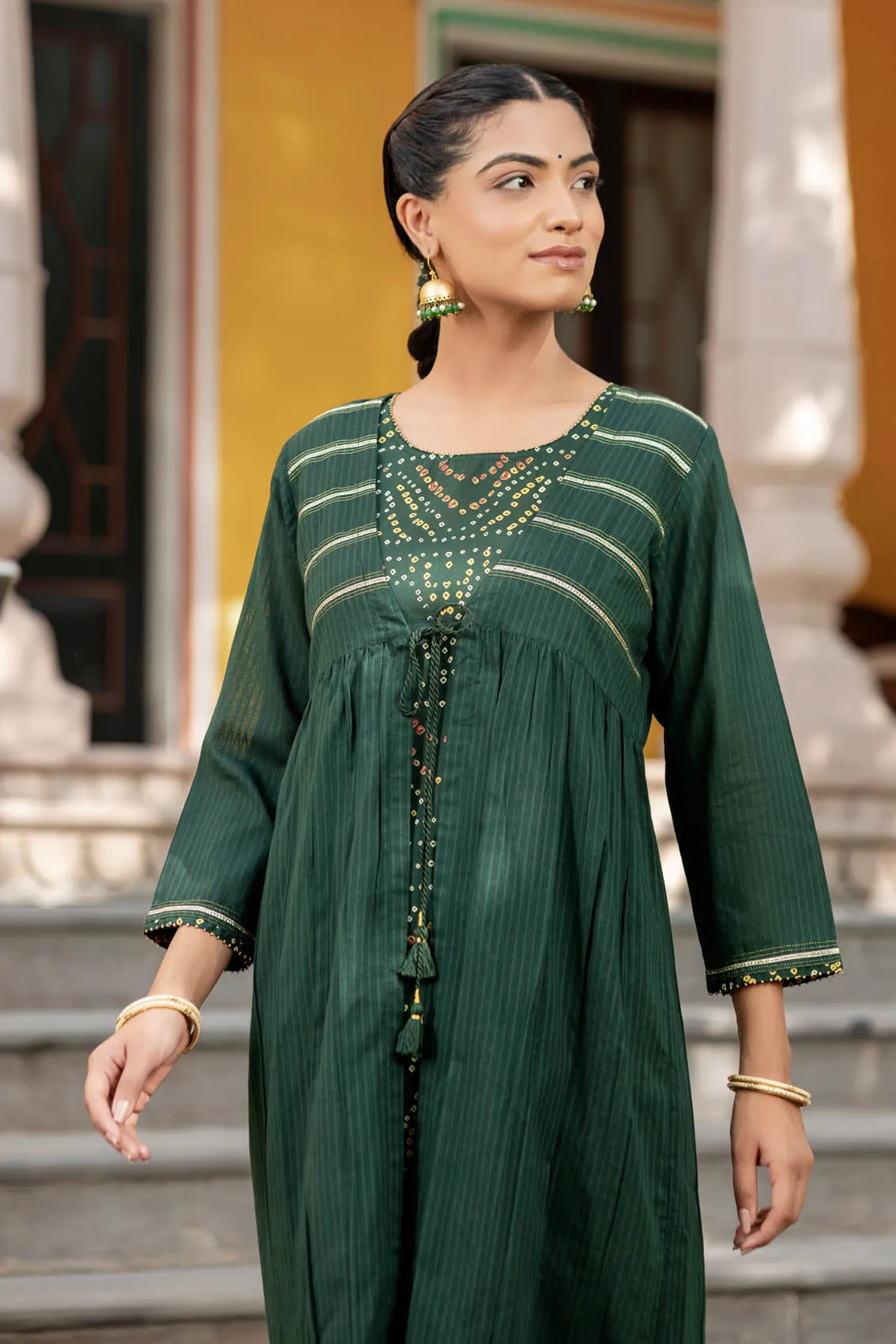 Green Bandhani Kurta