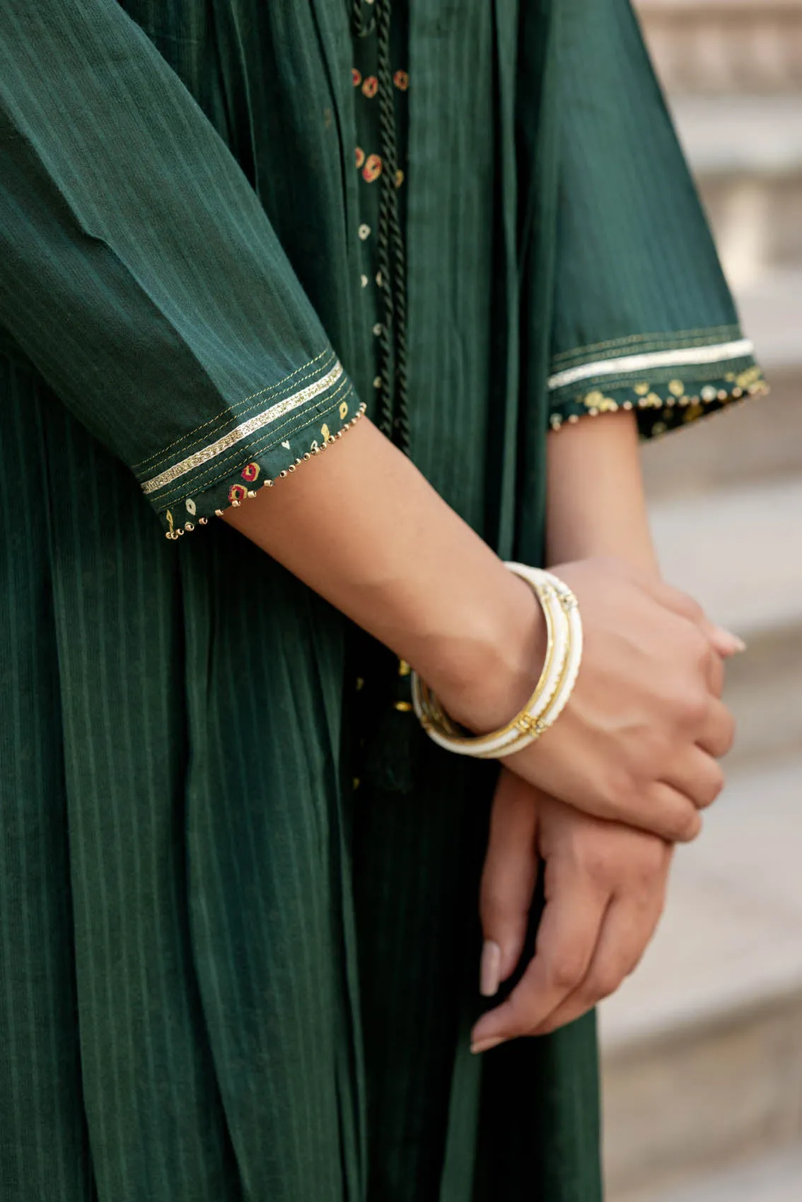 Green Bandhani Kurta