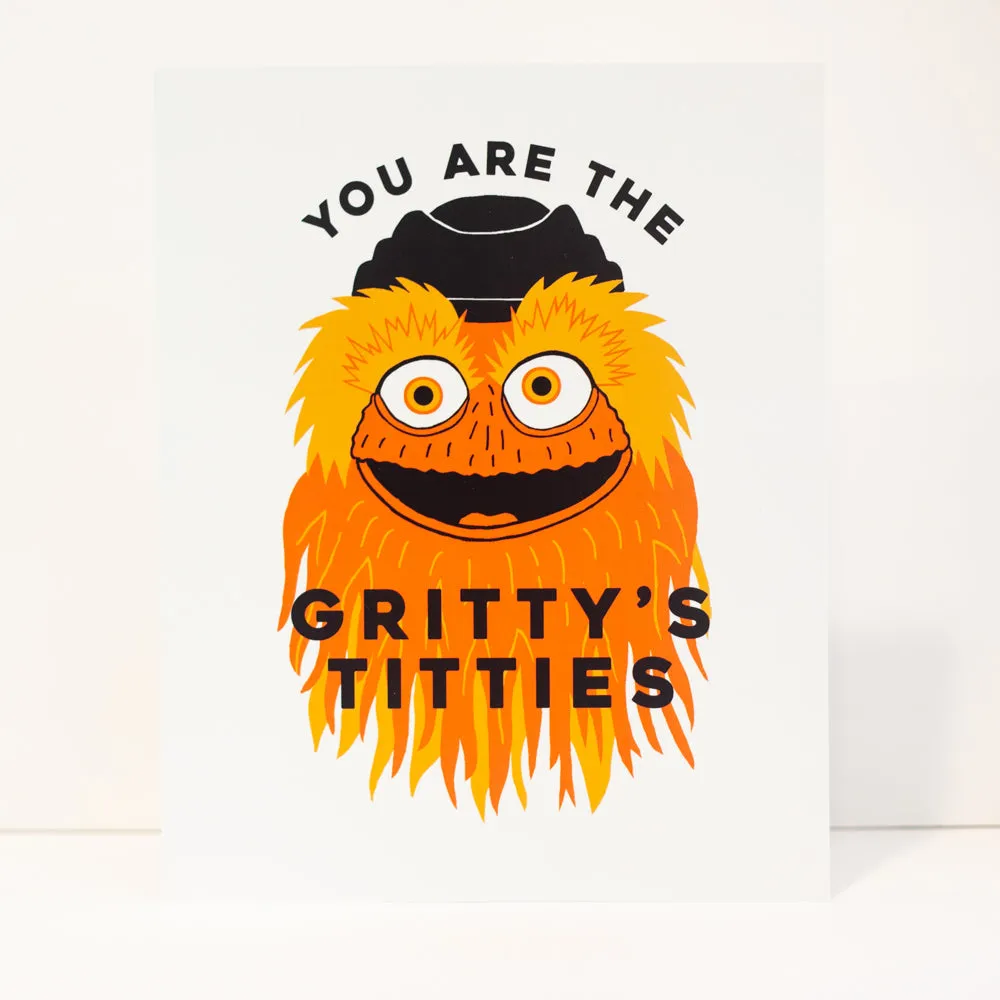 Gritty mascot art print, Flyers fan wall art, Gritty's Titties funny print, Philadelphia sports art