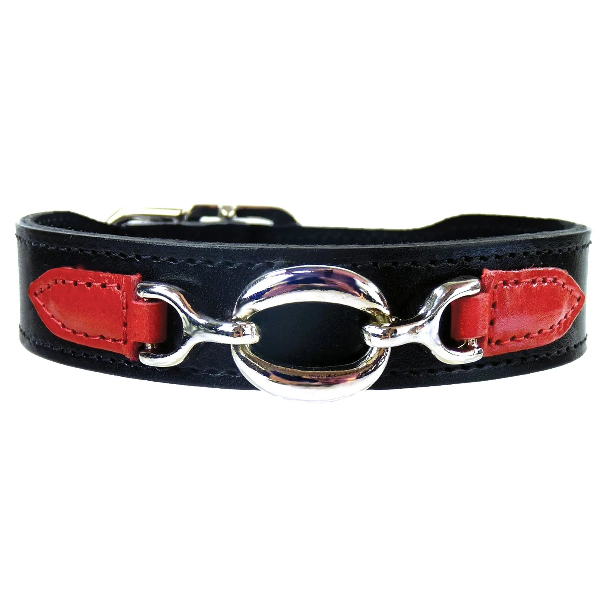 Hartman Dog Collar in Black, Ferrari Red & Nickel