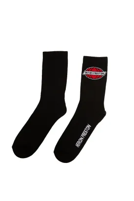 Heron Preston Globe Long Socks 'Black/Red'