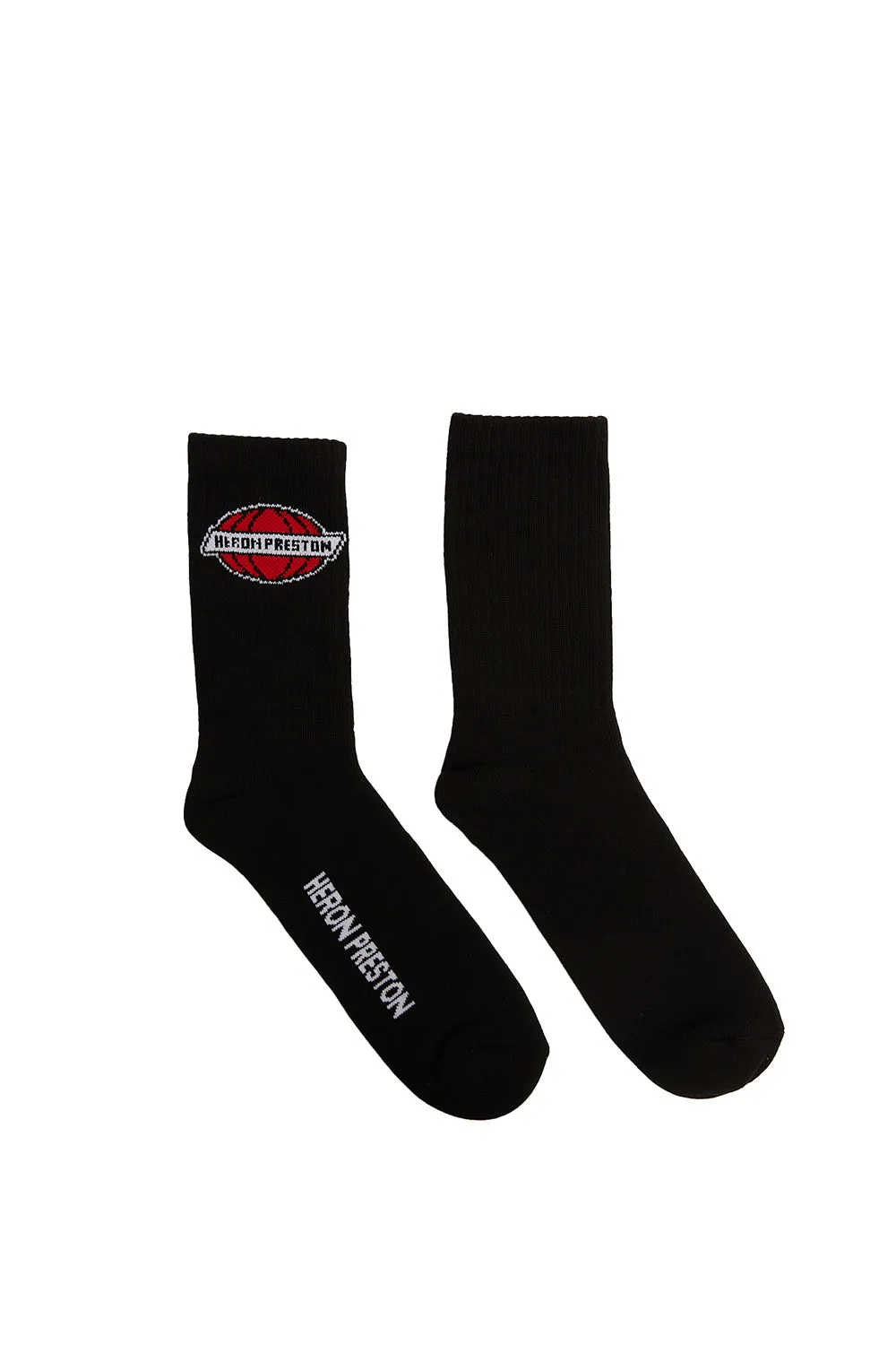 Heron Preston Globe Long Socks 'Black/Red'