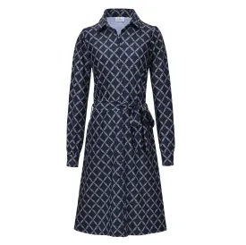 Hv Society Daphne Navy Chain Print Shirt Dress