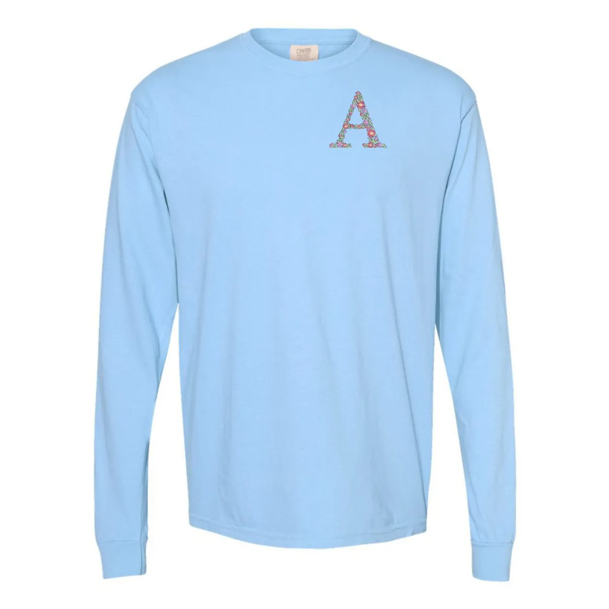 Initial 'Floral Letter' Long Sleeve T-Shirt