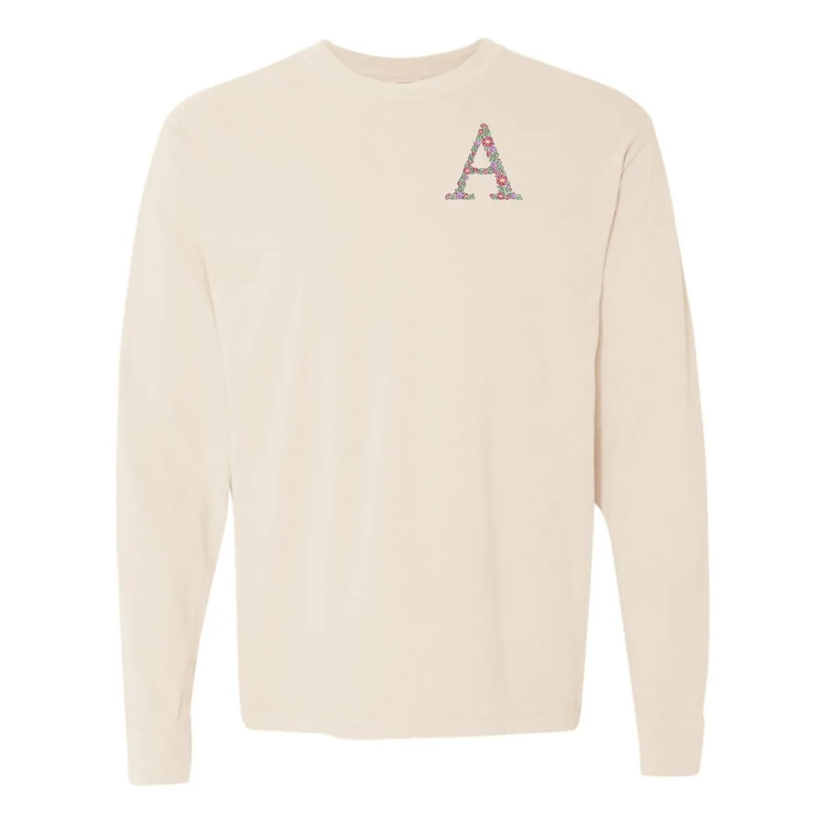 Initial 'Floral Letter' Long Sleeve T-Shirt