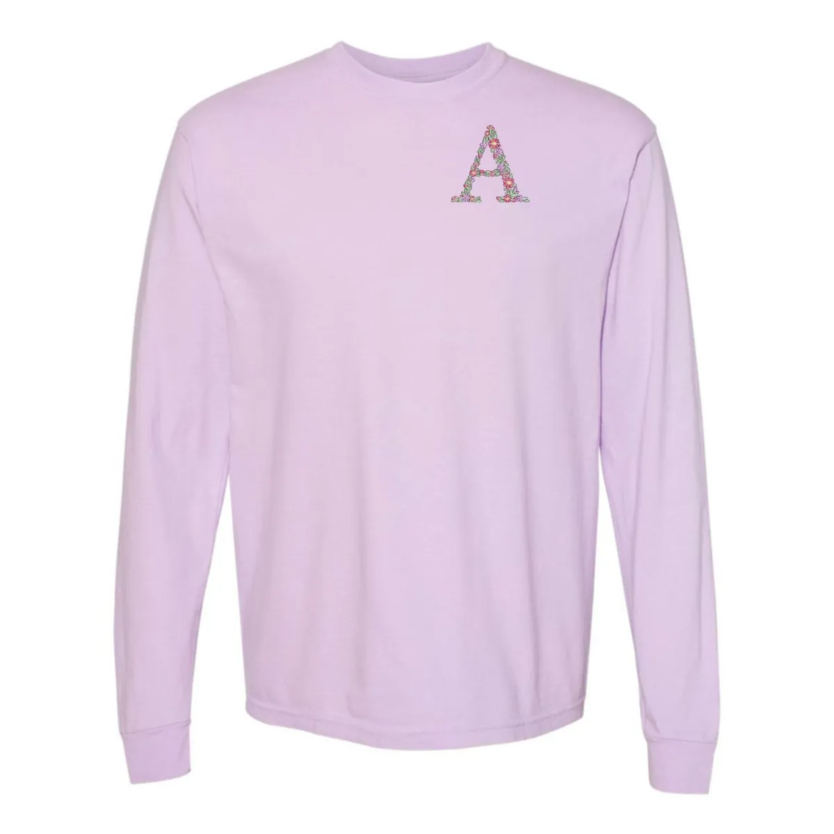 Initial 'Floral Letter' Long Sleeve T-Shirt